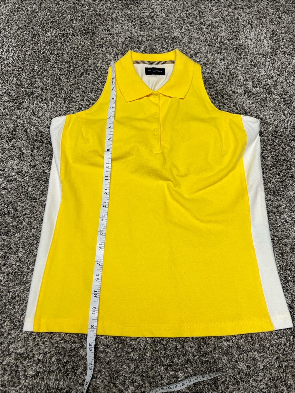 Burberry XS Yellow Sleeveless Polo Tank Collared Top Preppy Golf Tennis - Picture 10 of 11